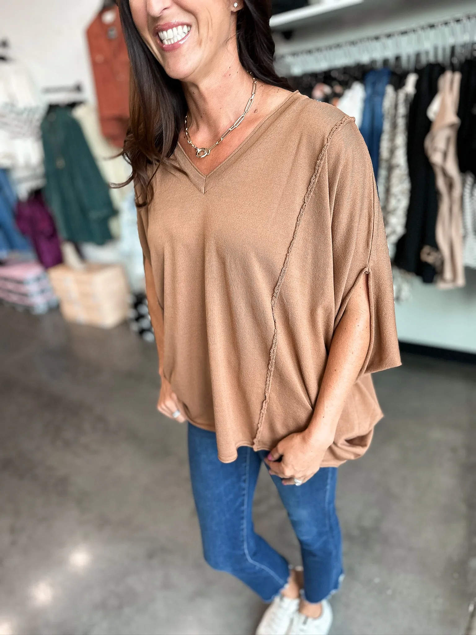 Darcy Dolman Exposed Hem Sweater