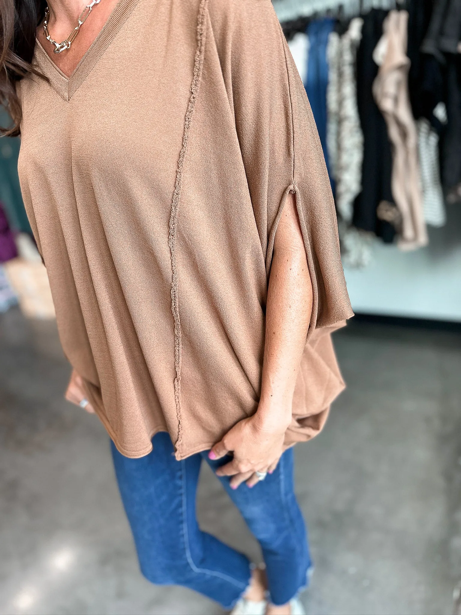 Darcy Dolman Exposed Hem Sweater
