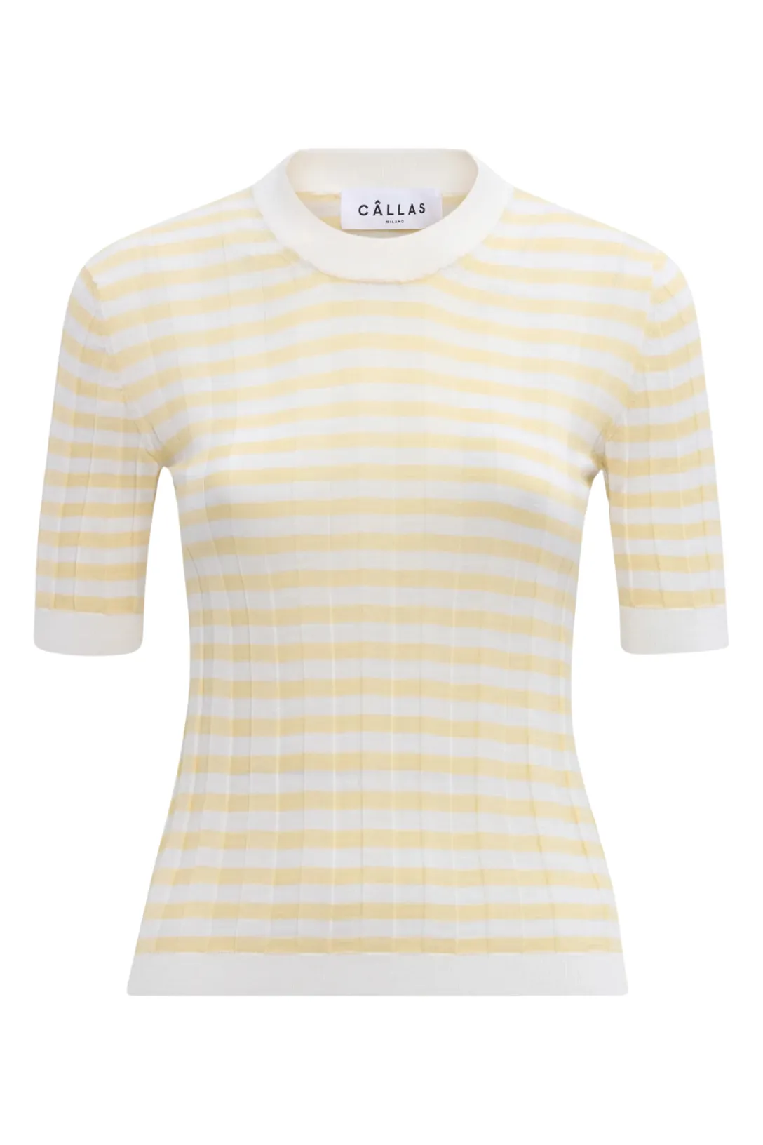 Deeda Crewneck | Yellow W/ Ivory Stripes