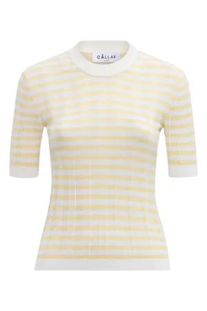 Deeda Crewneck | Yellow W/ Ivory Stripes
