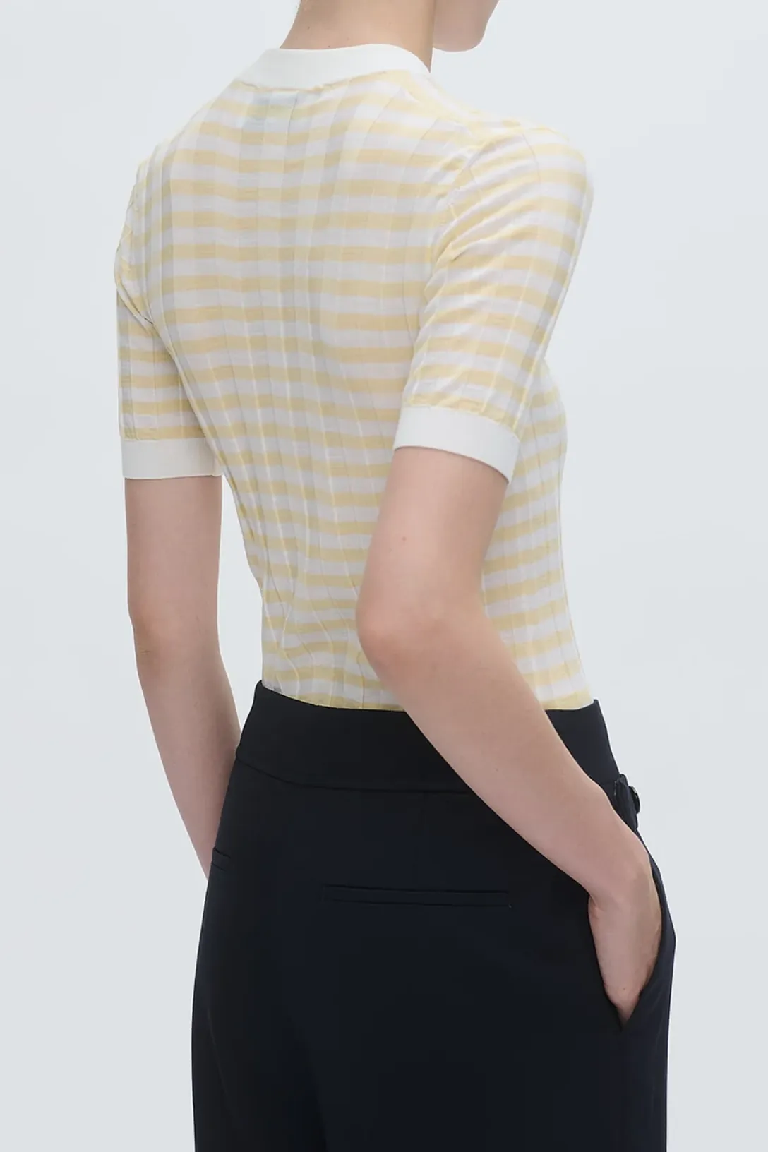 Deeda Crewneck | Yellow W/ Ivory Stripes