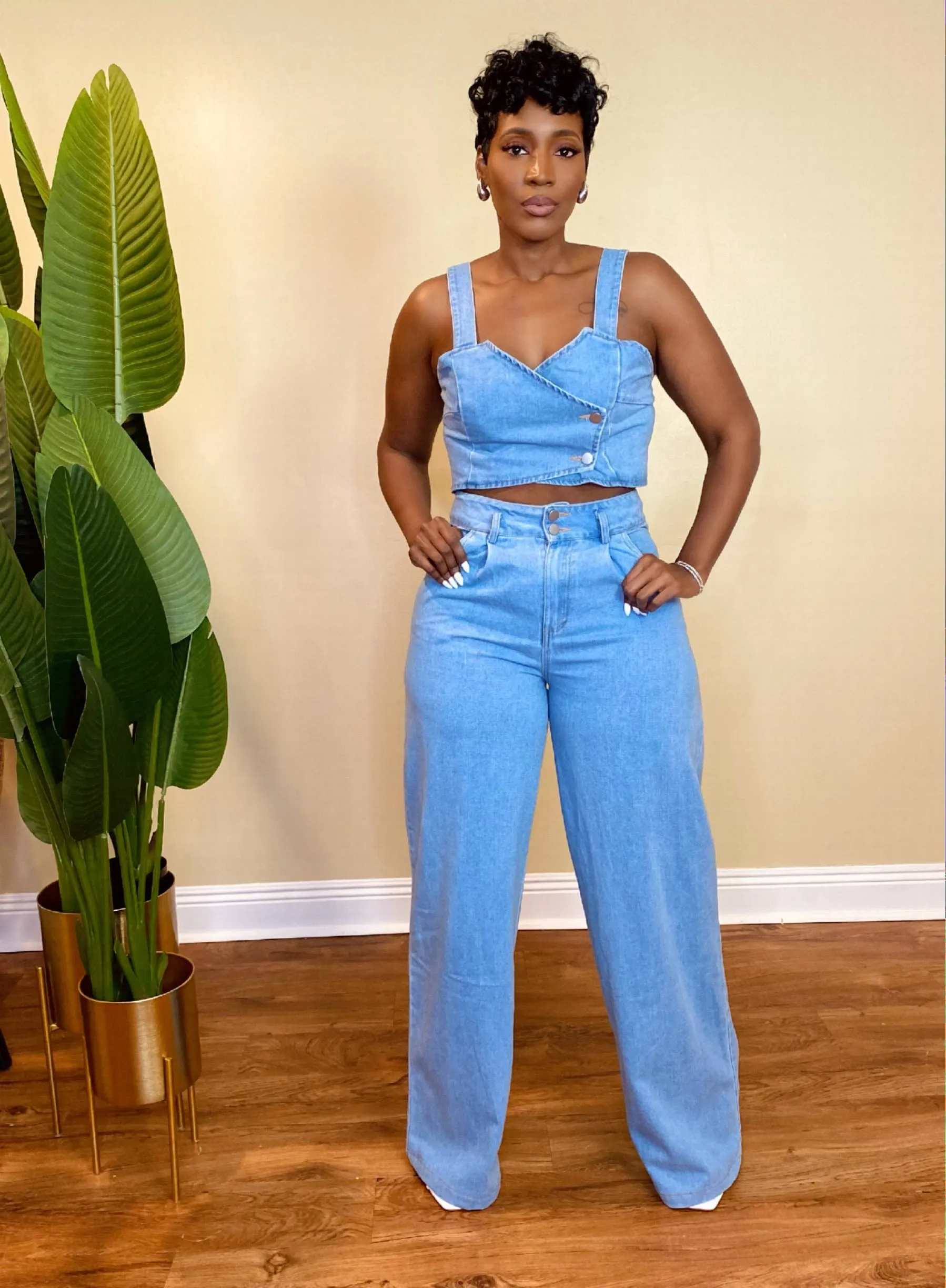 DENIM PANTS SET