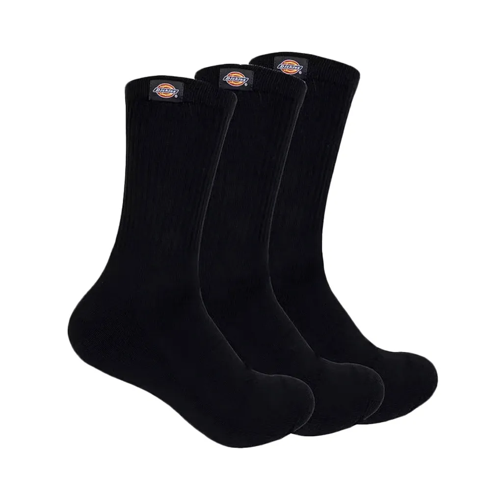 DICKIES CLASSIC LABEL 3 PACK CREW SOCKS - BLACK