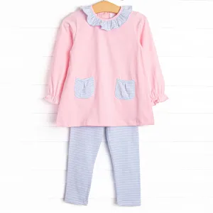 Emory Legging Set, Pink and Blue Stripe