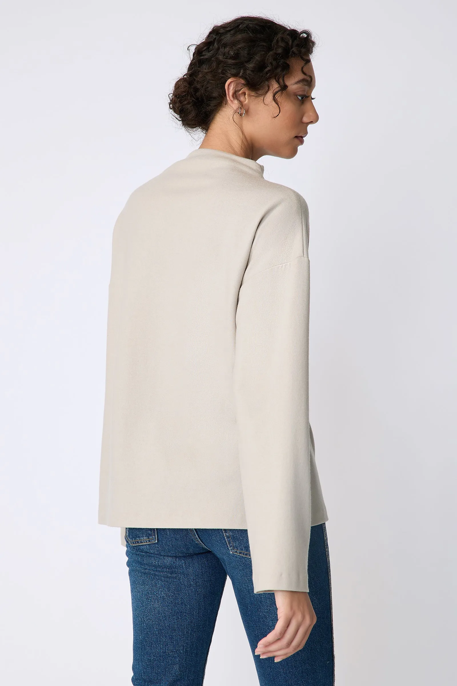 Ethel Mock Funnelneck Top - Mink Felted Jersey