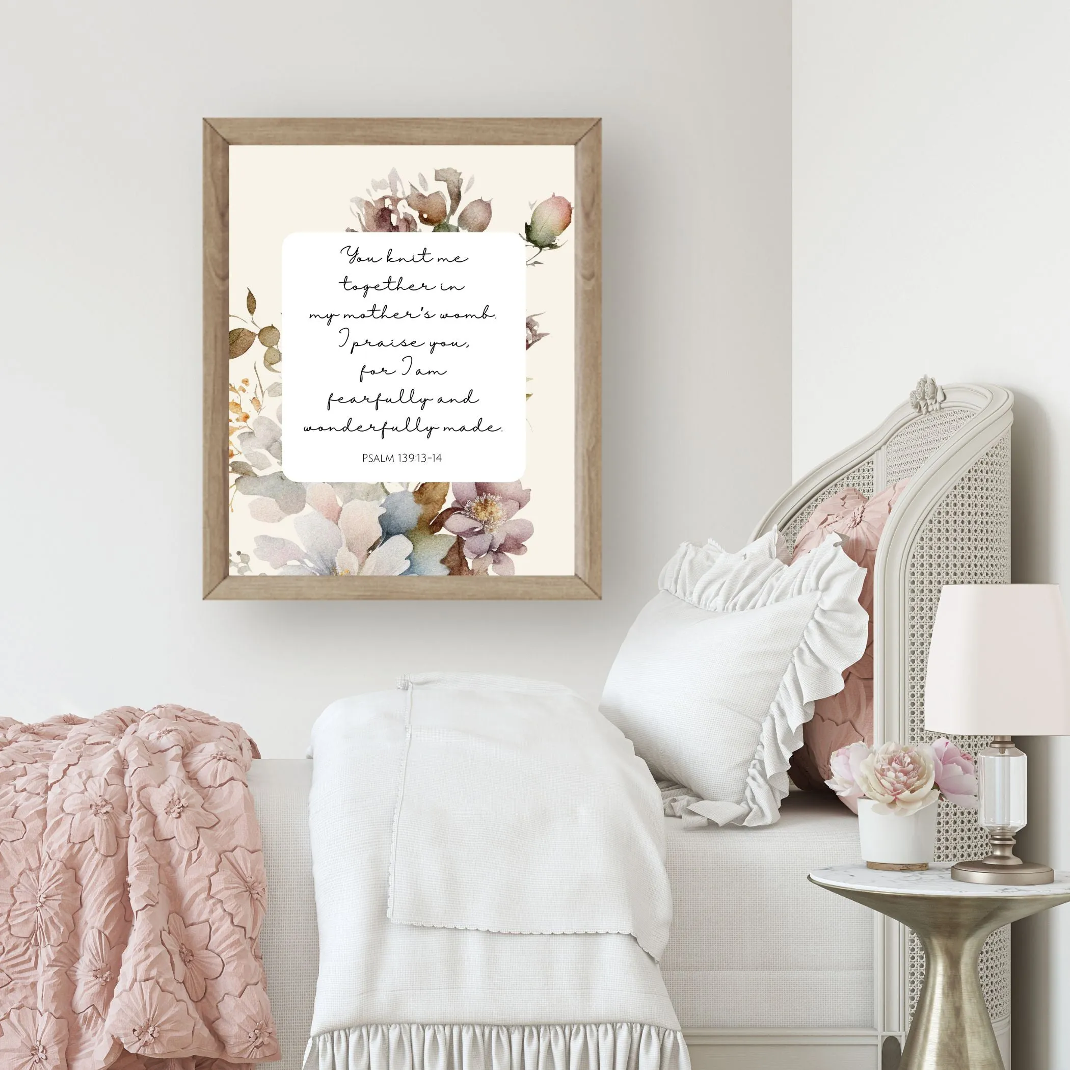 Fearfully and Wonderfully Made: Psalm 139 - Floral Printable Wall Art