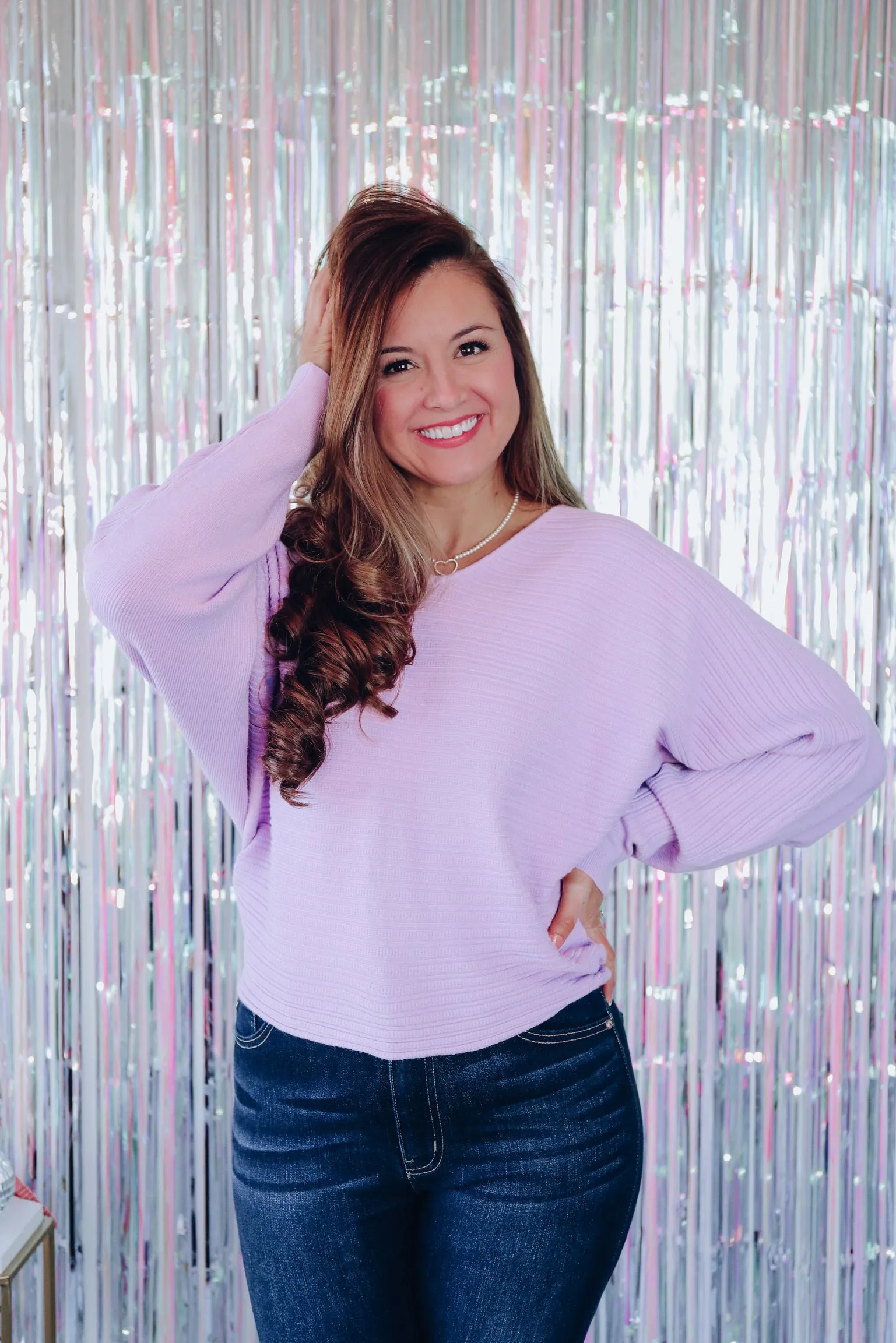Flair And Grace Dolman Sleeved Sweater - Lavender