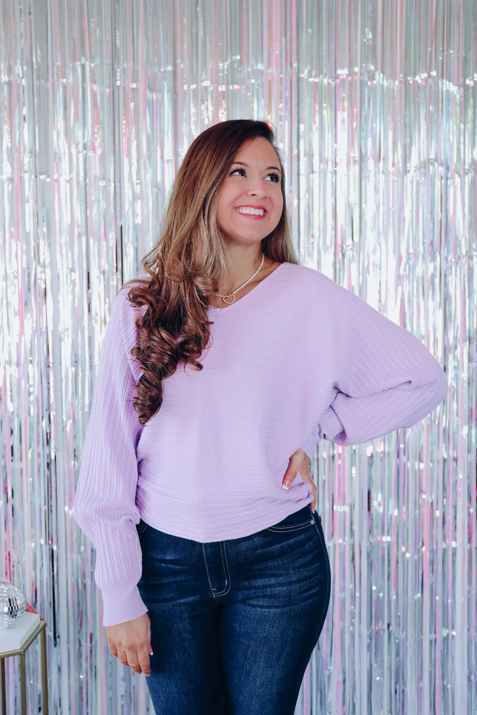 Flair And Grace Dolman Sleeved Sweater - Lavender
