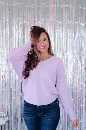 Flair And Grace Dolman Sleeved Sweater - Lavender
