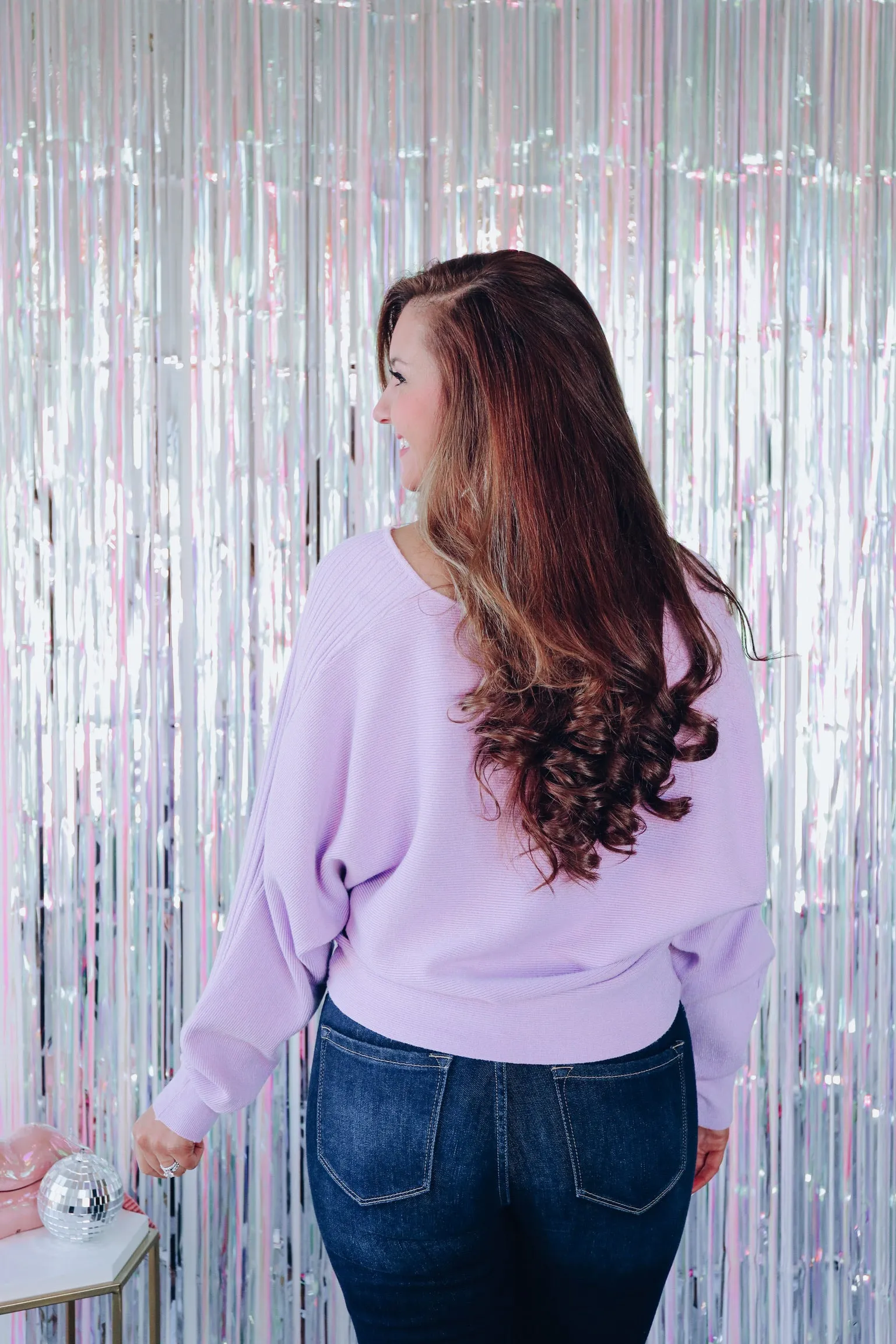 Flair And Grace Dolman Sleeved Sweater - Lavender