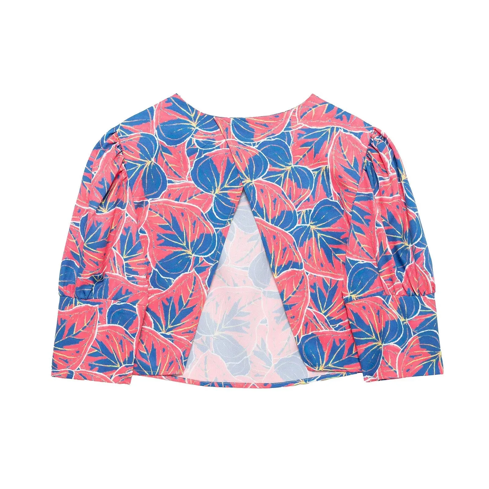 Floral Print Puffy Sleeve Blouse and Matching Skirt Set