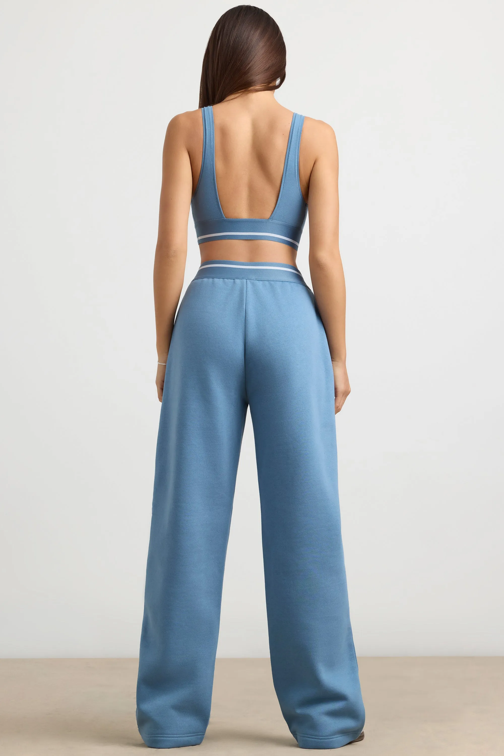 Fluid - Petite High-Waist Straight-Leg Joggers in Steel Blue