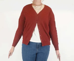 FROM red 100% merino wool criss cross knit cardigan size 12