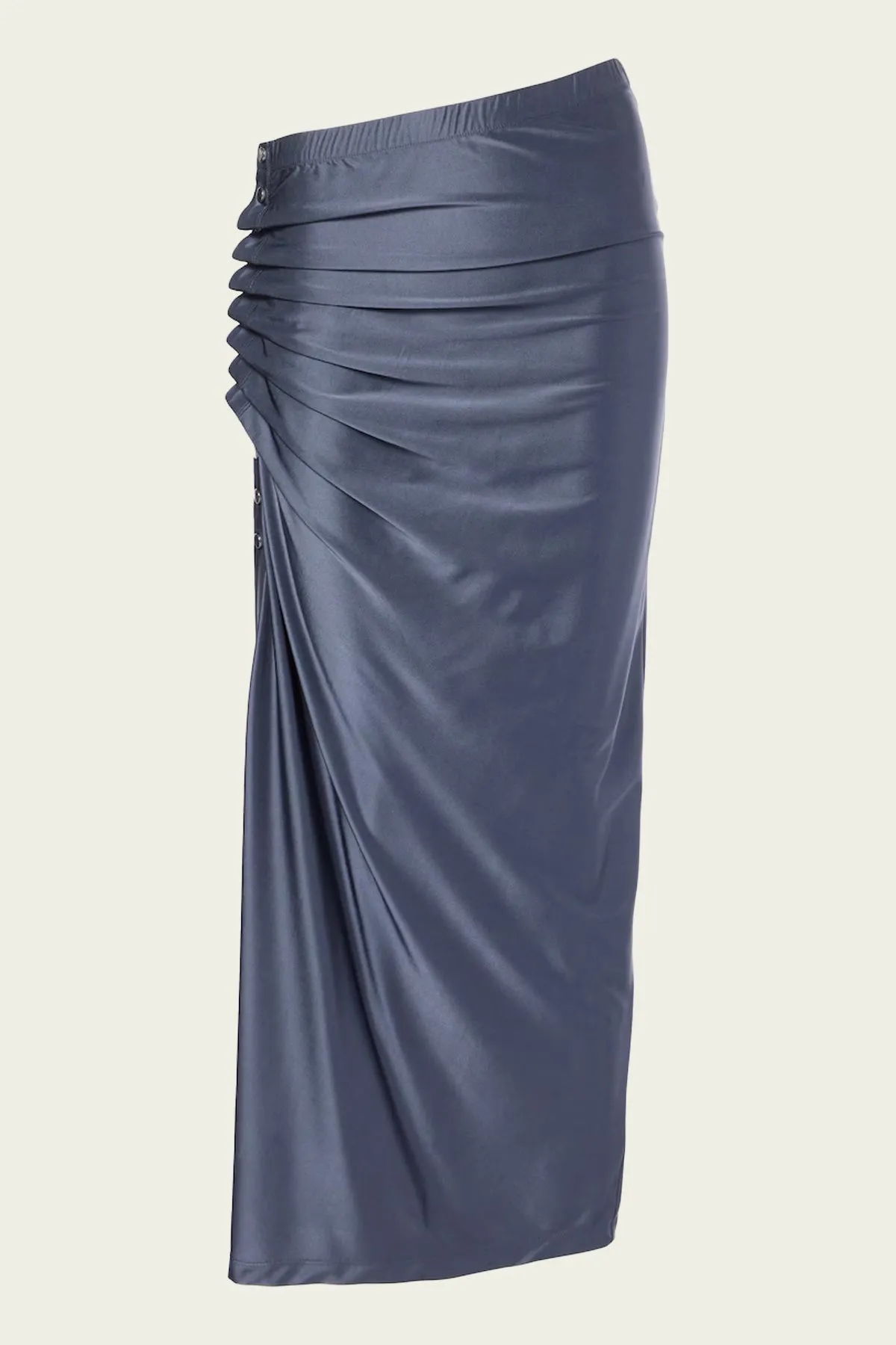 Gathered Jersey Midi Skirt in Slate