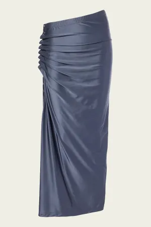 Gathered Jersey Midi Skirt in Slate