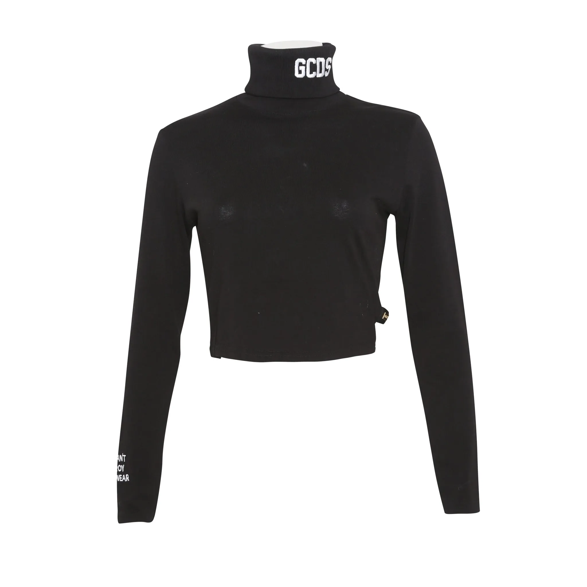 GCDS CROPPED BLACK TURTLENECK TOP