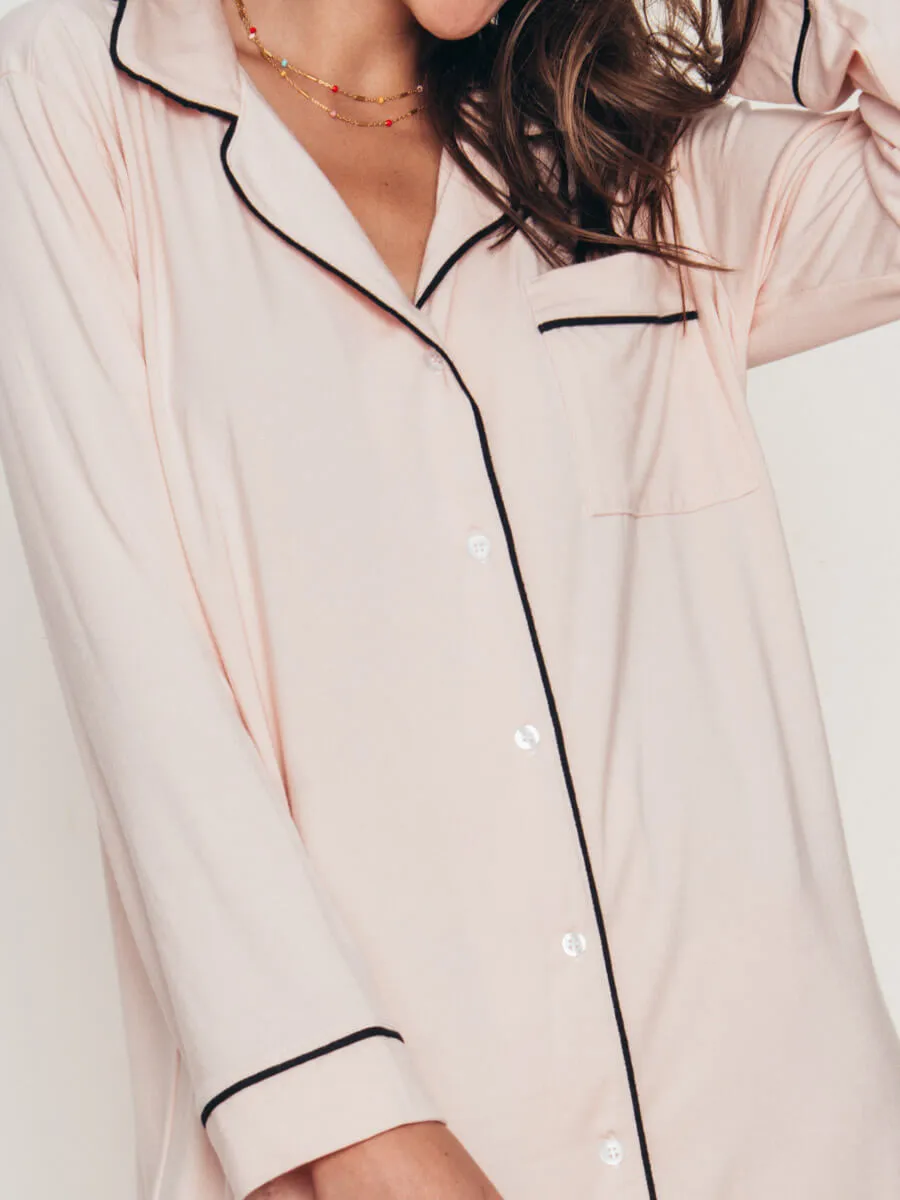 Gisele Sleep Shirt in Sorbet/Black