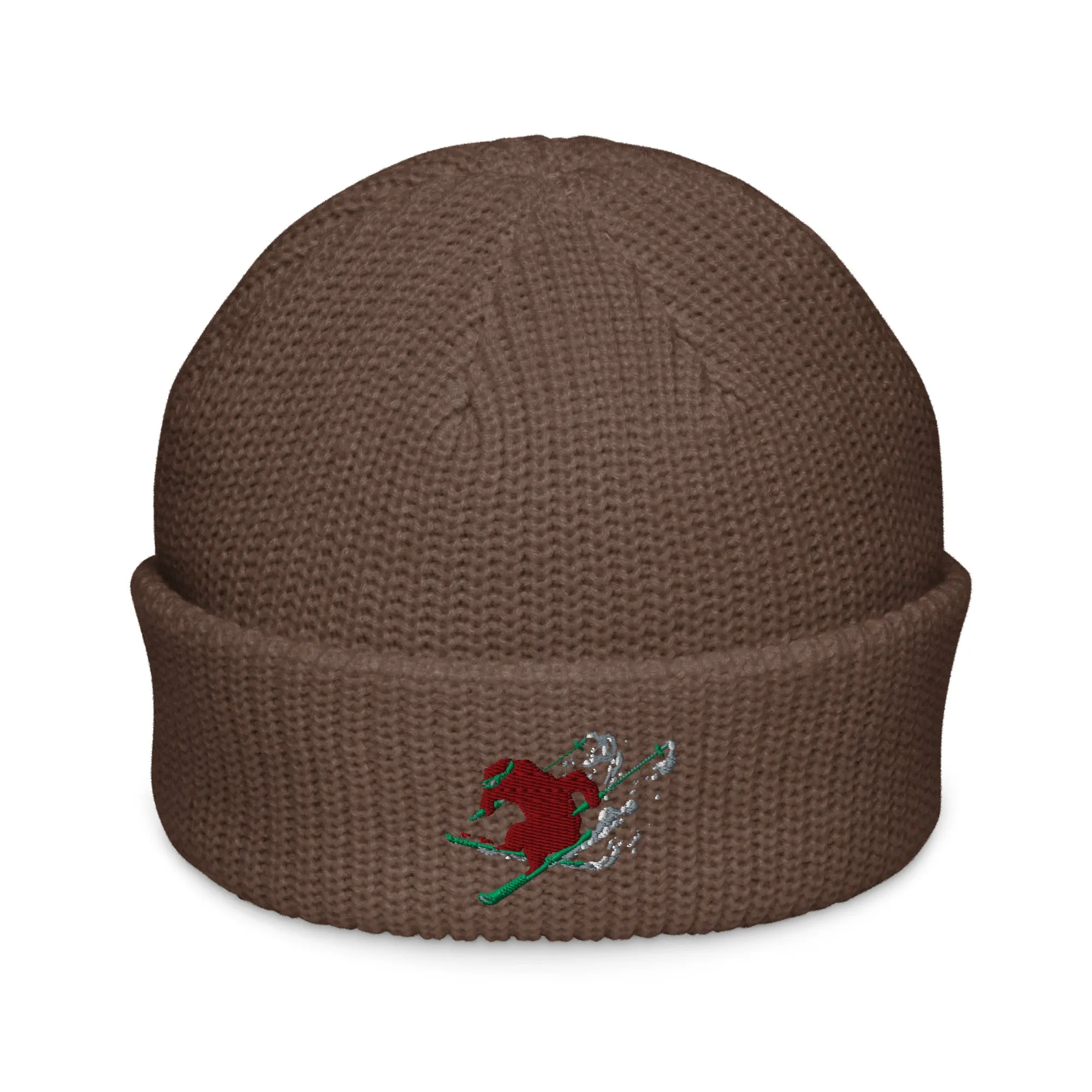 Goldie the Skiing Grizzly short beanie