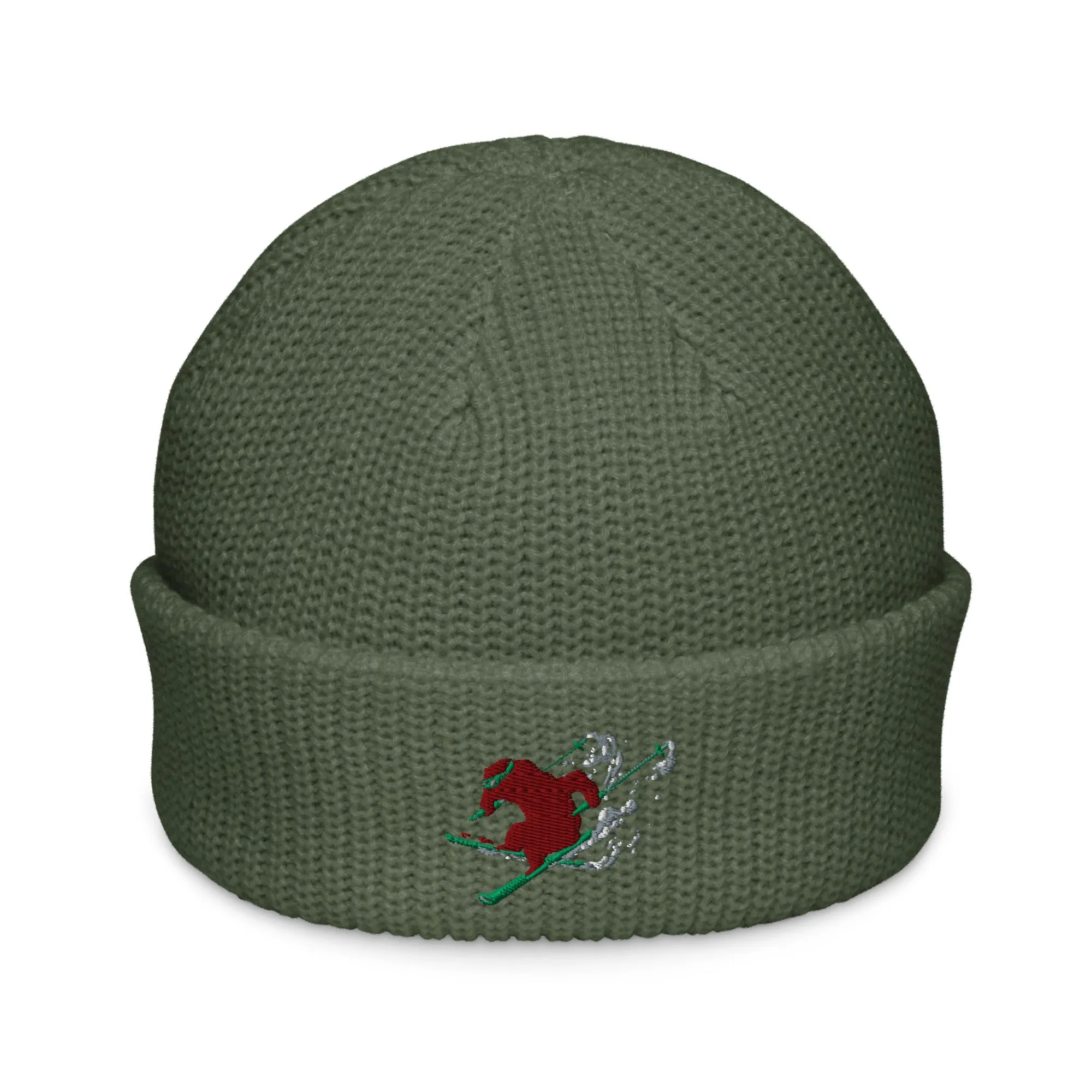 Goldie the Skiing Grizzly short beanie