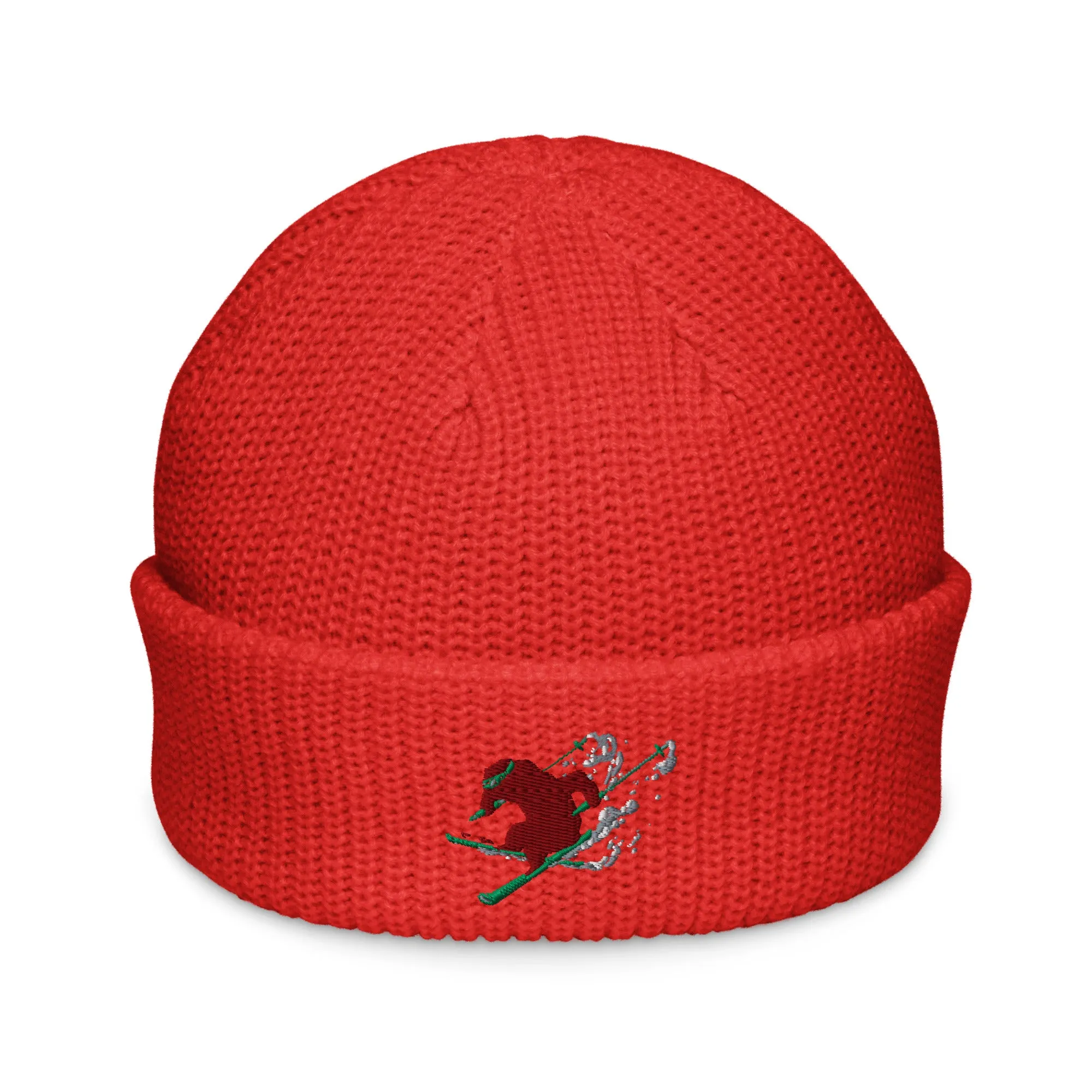 Goldie the Skiing Grizzly short beanie