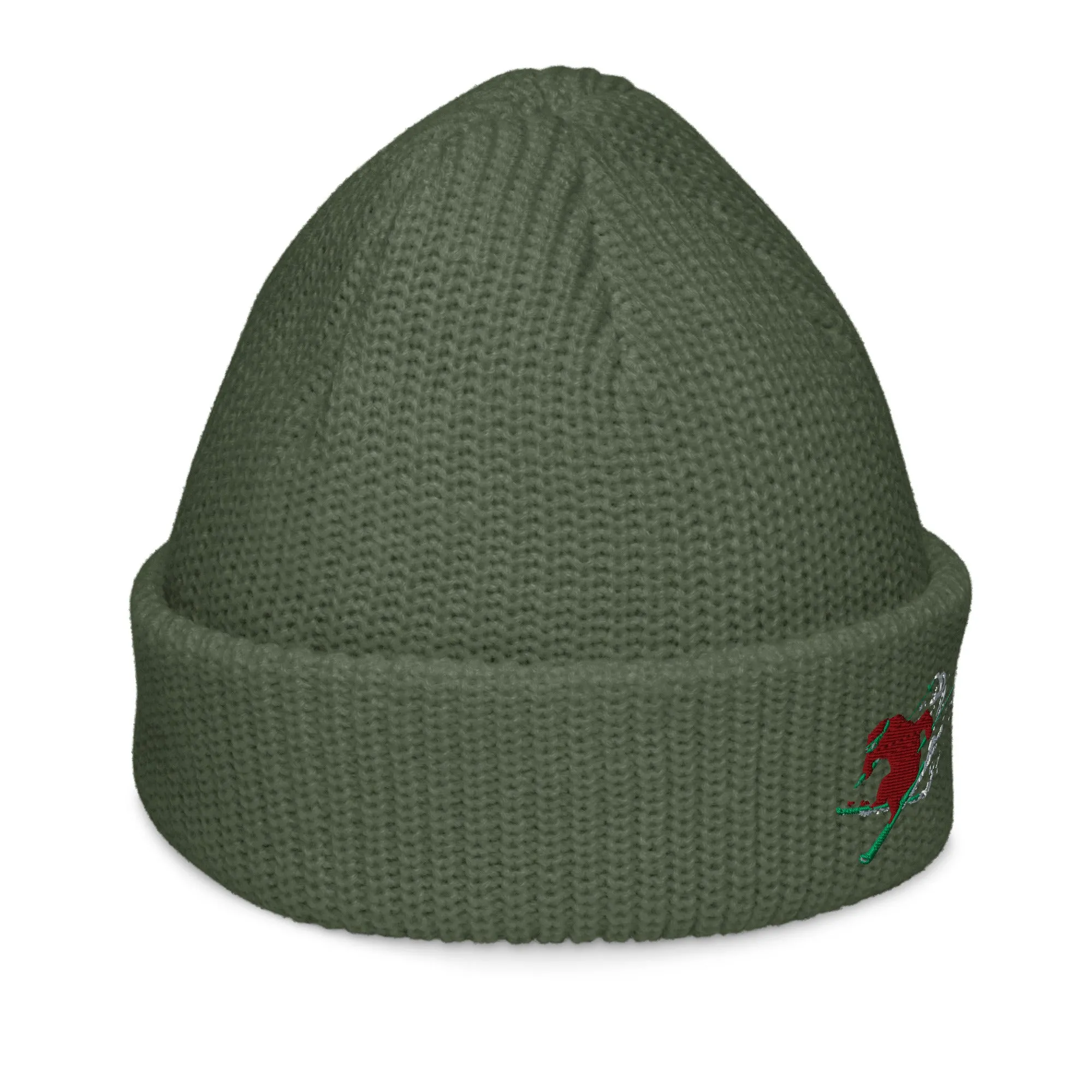Goldie the Skiing Grizzly short beanie
