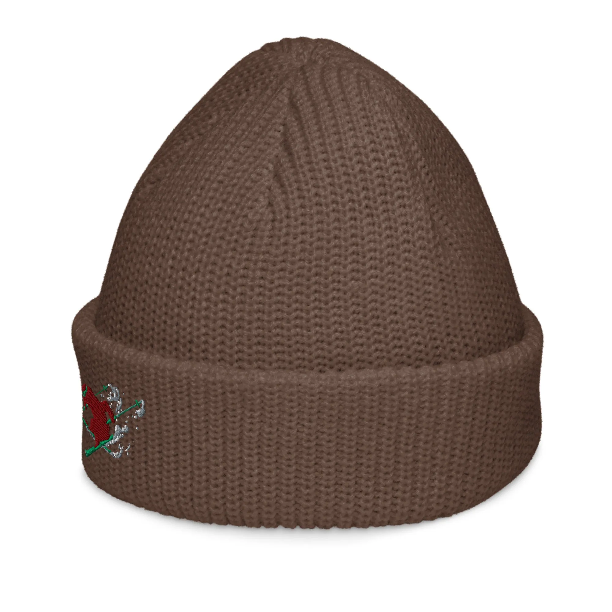 Goldie the Skiing Grizzly short beanie