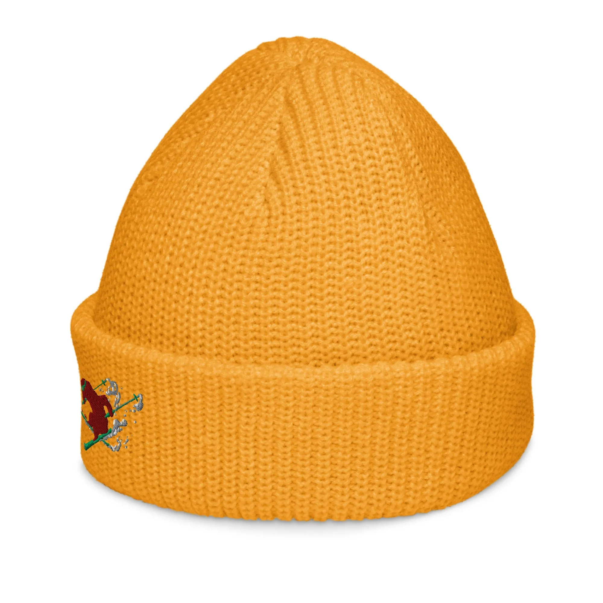 Goldie the Skiing Grizzly short beanie