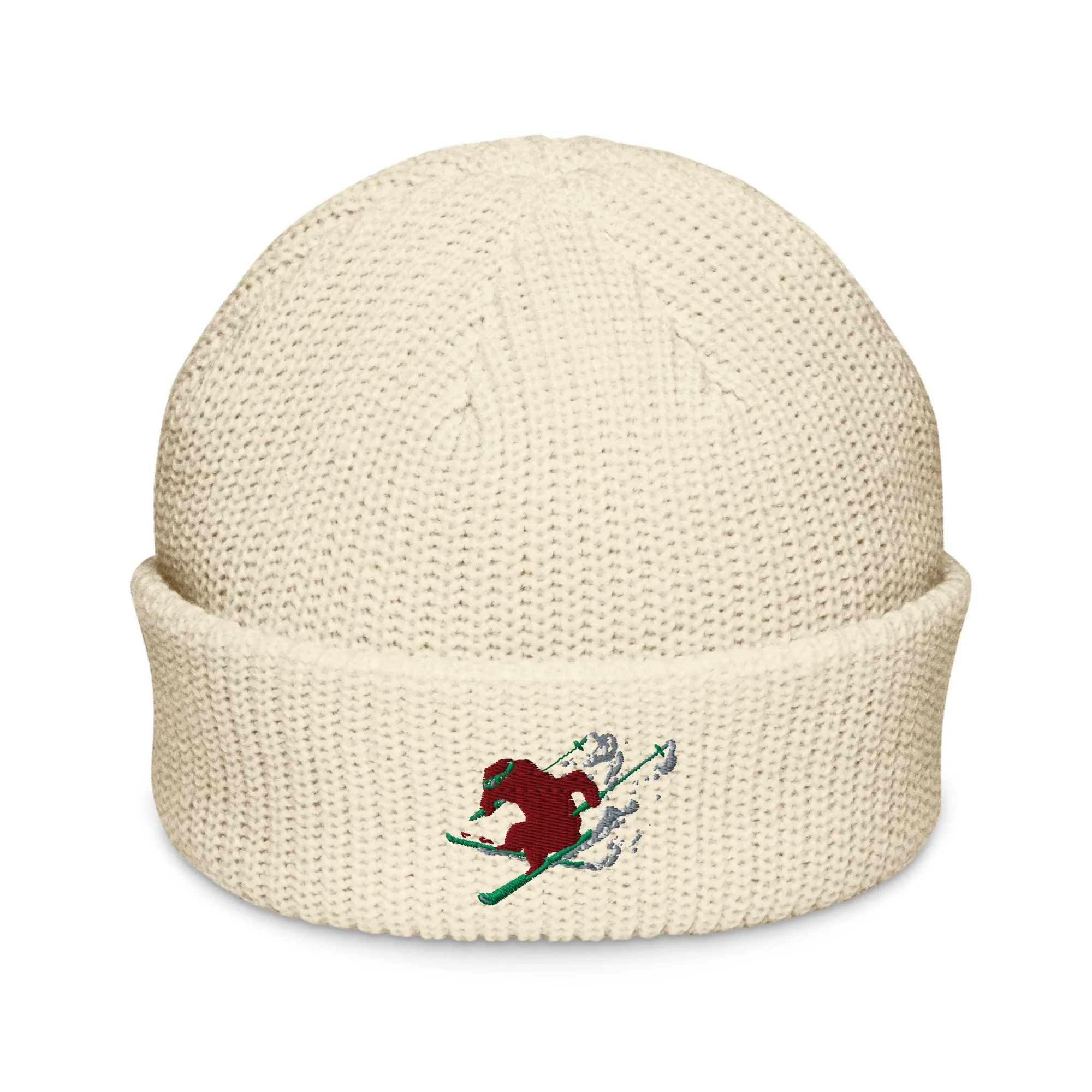 Goldie the Skiing Grizzly short beanie