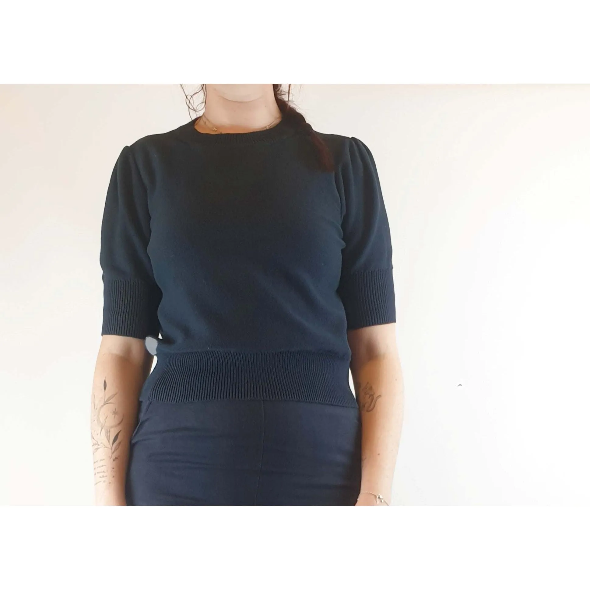 Gorman blue cotton mix half sleeve knit top size 14 (fits sizes 12-small 14)