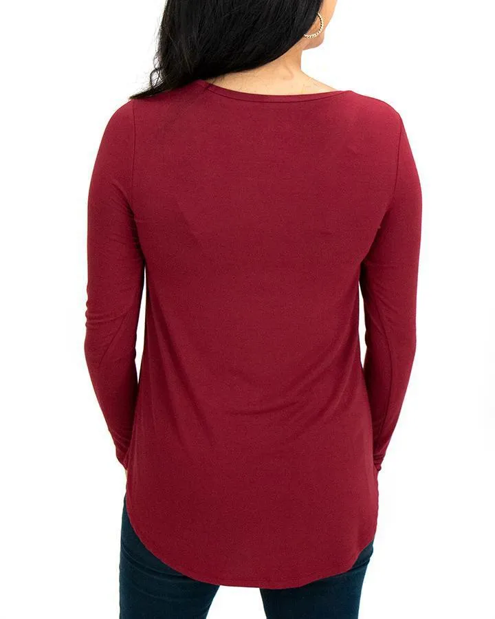 Grace & Lace Long Sleeve Perfect Scoop Neck Tee - Solids