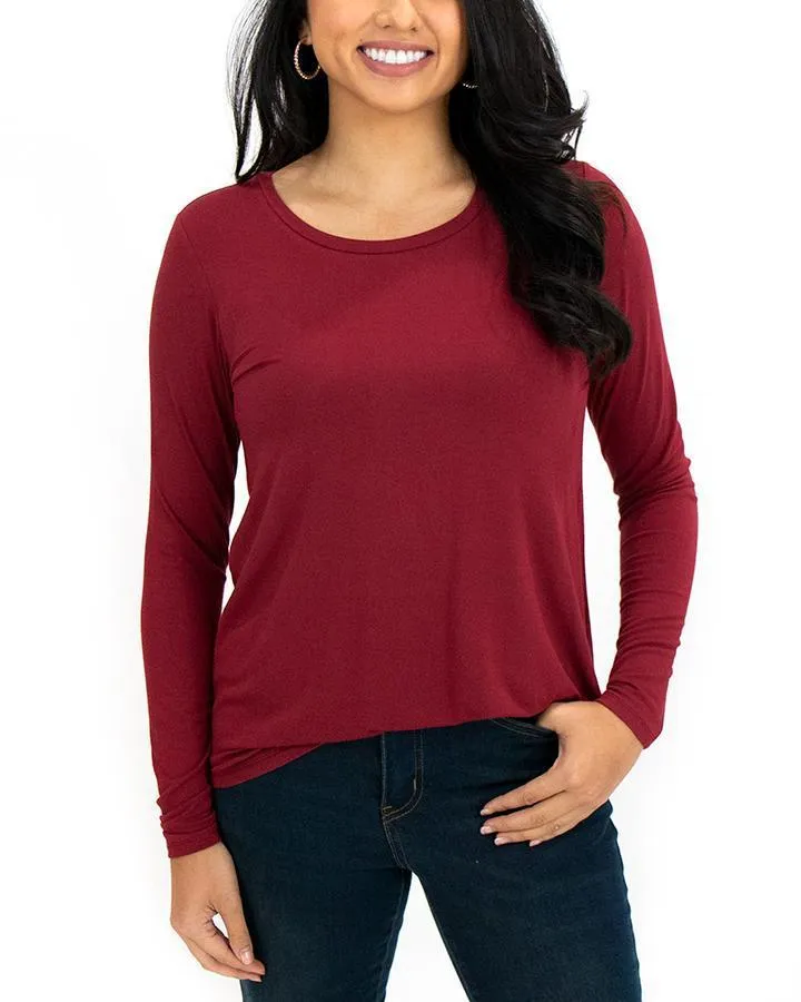Grace & Lace Long Sleeve Perfect Scoop Neck Tee - Solids