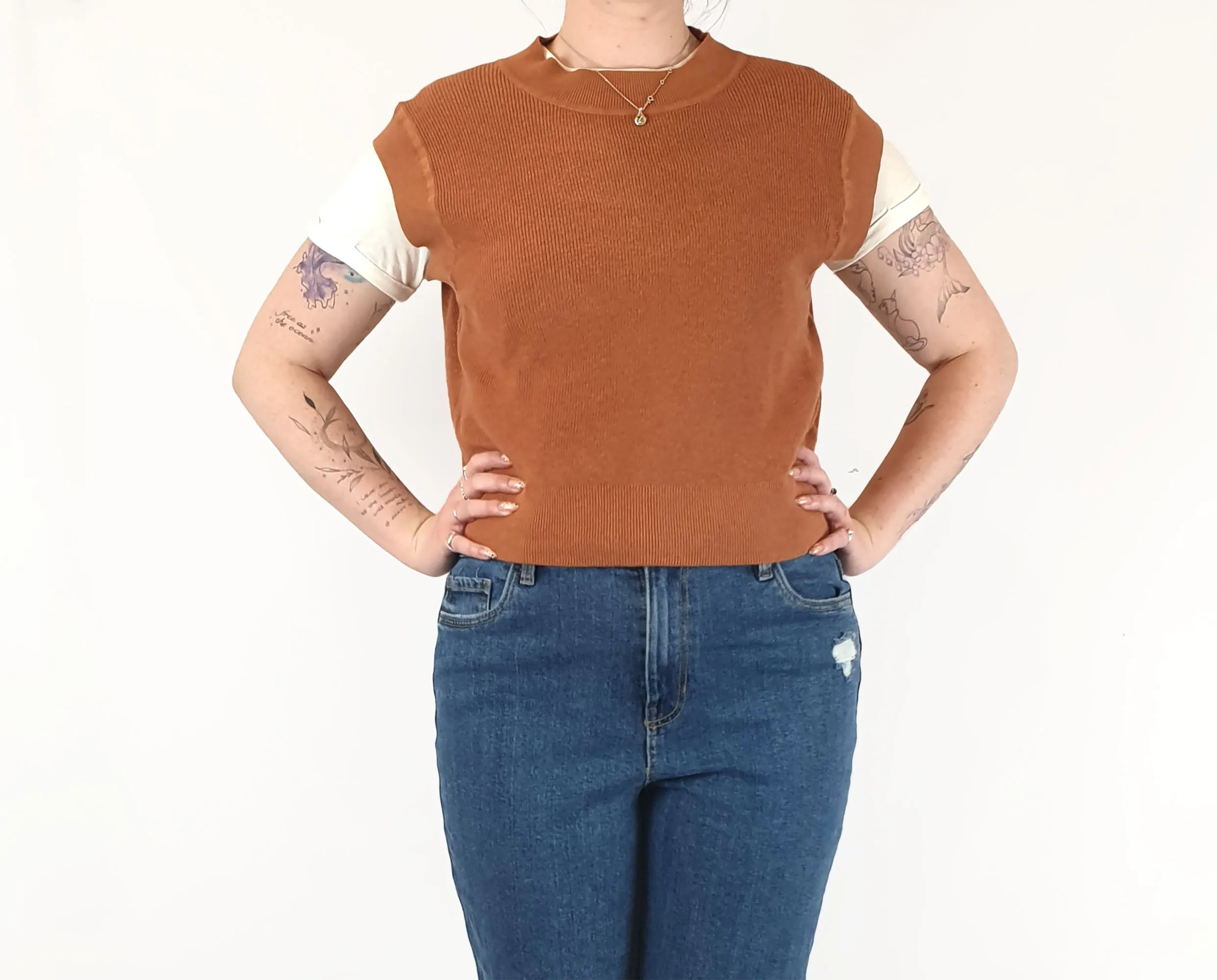 Handsom brown cotton-silk knit vest top size 12