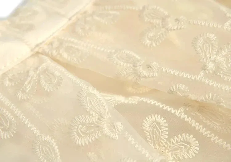 Harlow Square-Neck Single-Breasted Beading Tops A-Line Half skirt Embroidery 2 Piece Set