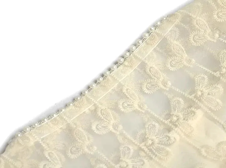 Harlow Square-Neck Single-Breasted Beading Tops A-Line Half skirt Embroidery 2 Piece Set