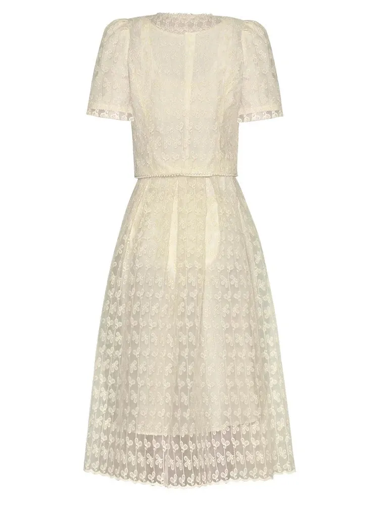 Harlow Square-Neck Single-Breasted Beading Tops A-Line Half skirt Embroidery 2 Piece Set