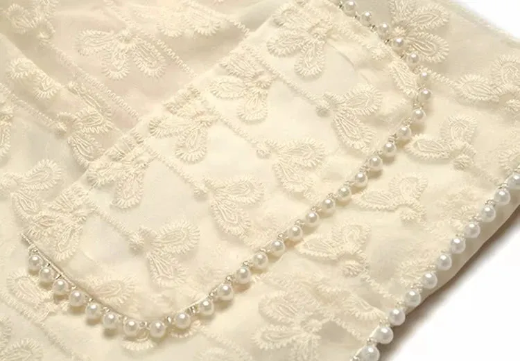 Harlow Square-Neck Single-Breasted Beading Tops A-Line Half skirt Embroidery 2 Piece Set
