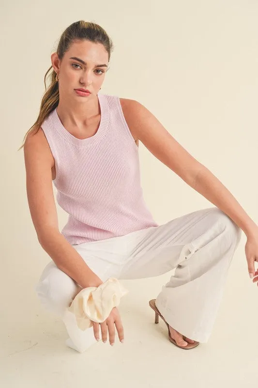 Hazel Blues® |  Aemi   Co Ribbed Round Neck Knit Tank
