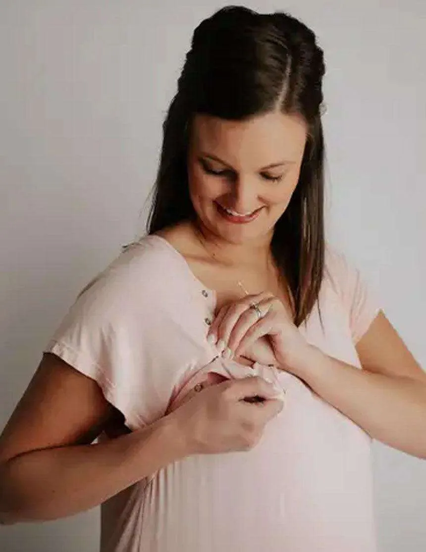 Heavenly Pink Mommy Labor and Delivery/ Nursing Gown