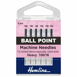 Hemline Ball Point Machine Needles - Heavy 100/16