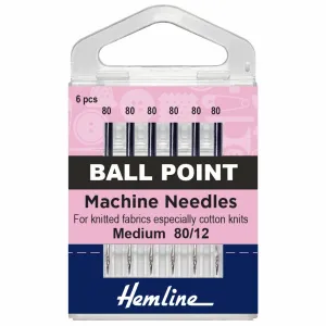 Hemline Ball Point Machine Needles - Medium - 80/12