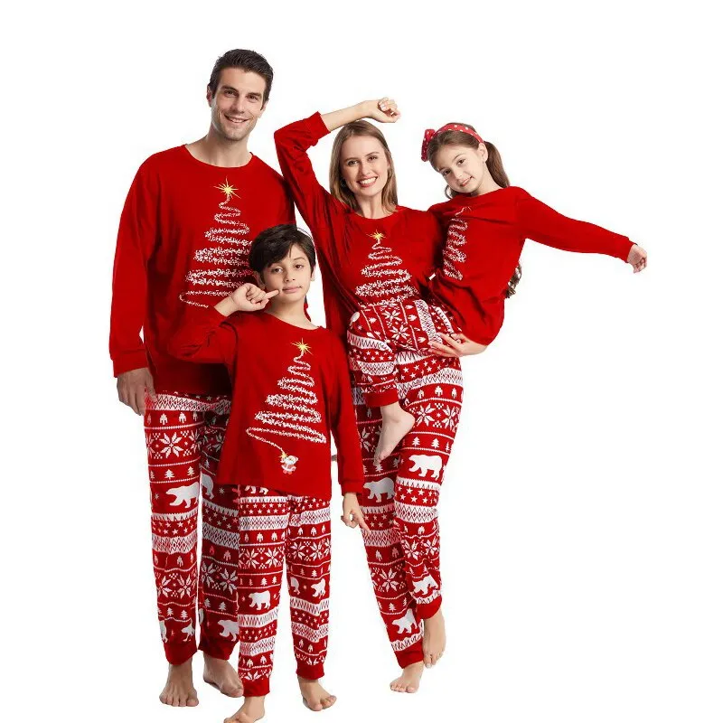 Holiday Family Pajama Sets With Christmas Tree Lights Print