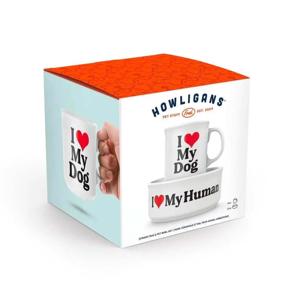 ***Howligans - Mug   Dog Bowl - Heart Dog