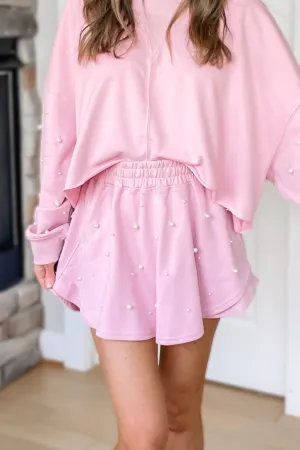 In Love Pearl Embellished Skort - Pink