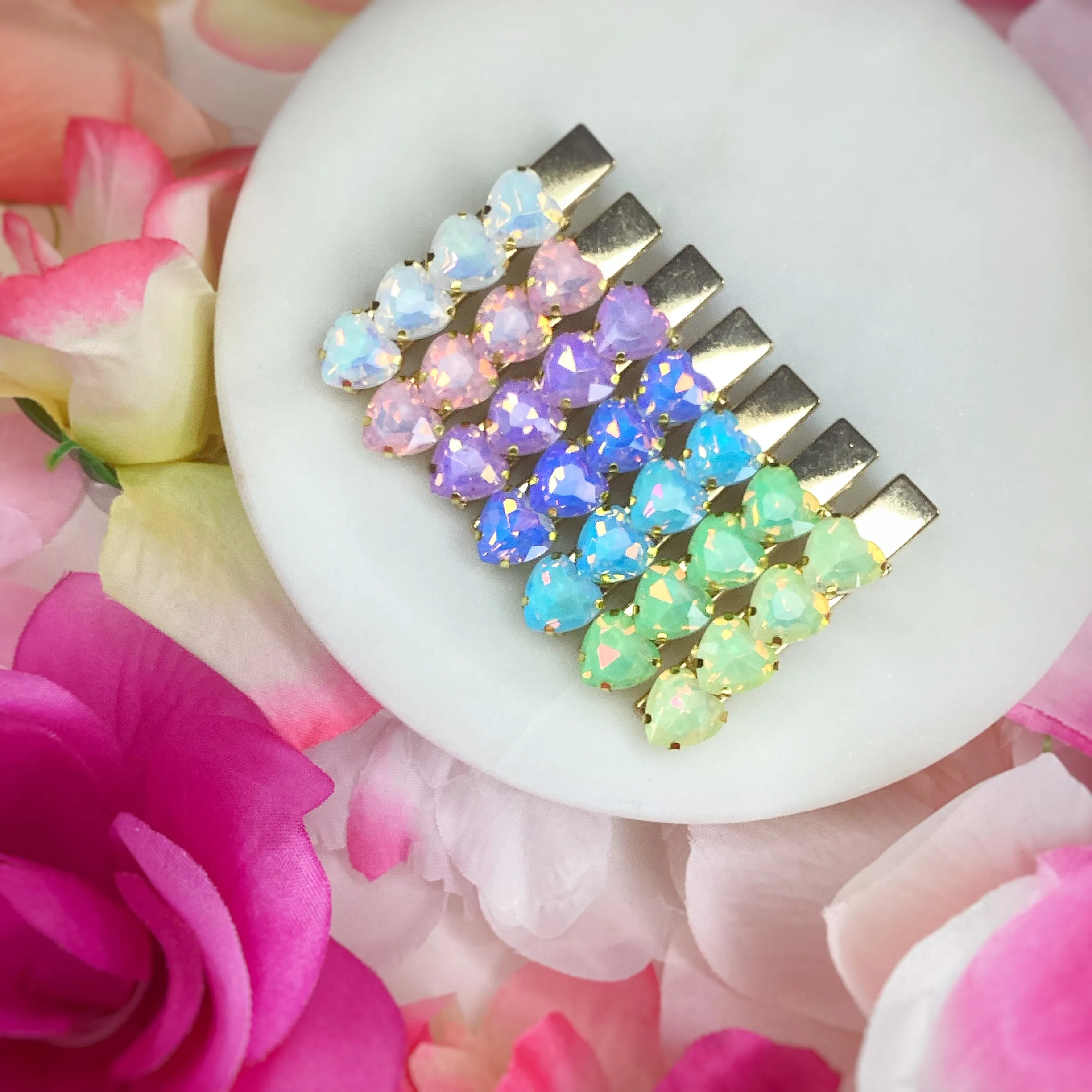 Iridescent Rhinestone Clip Pairs