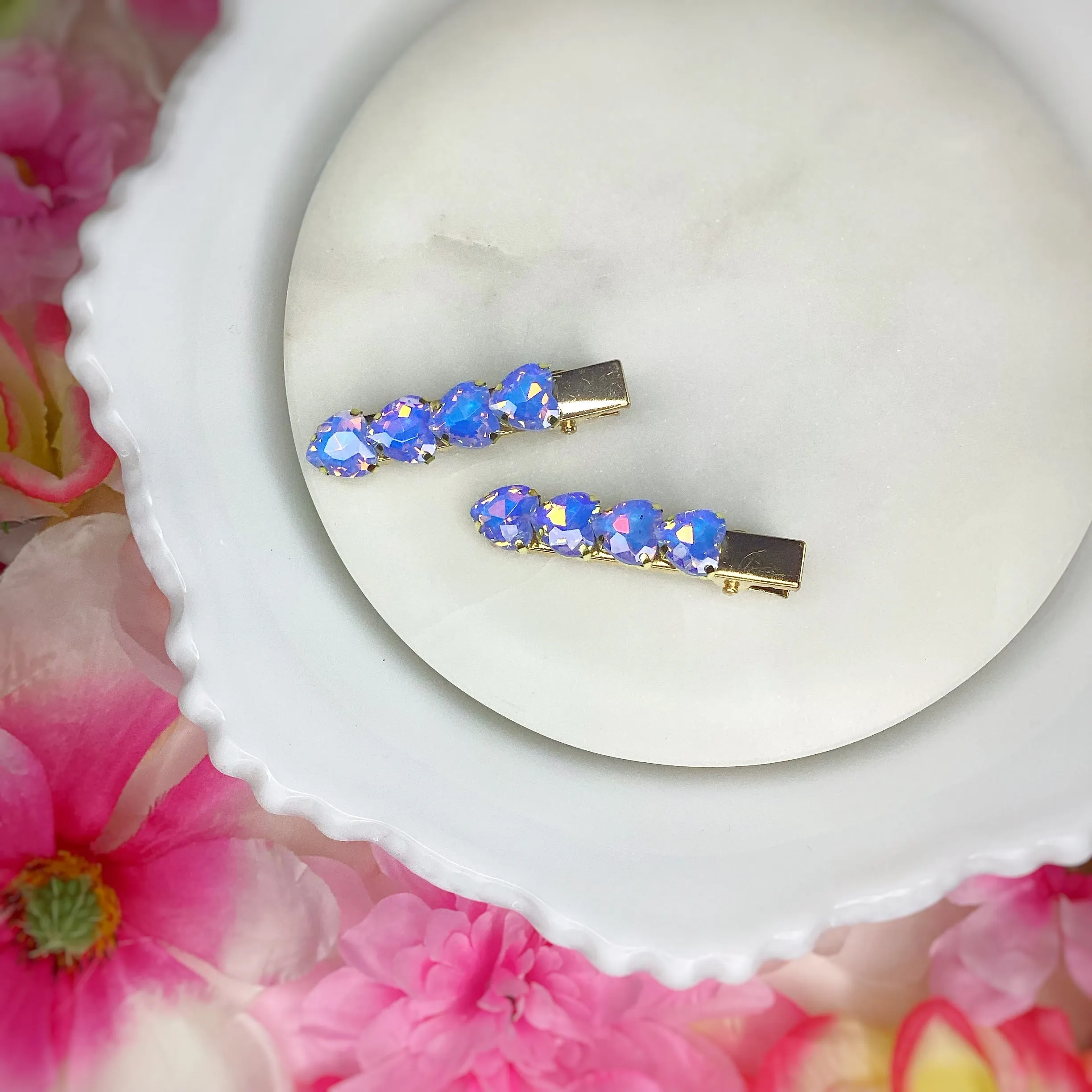 Iridescent Rhinestone Clip Pairs