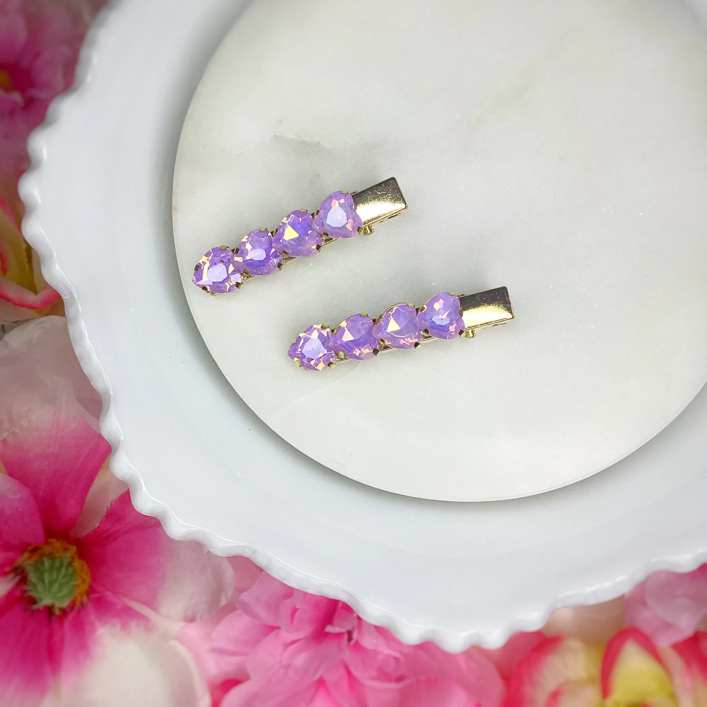 Iridescent Rhinestone Clip Pairs