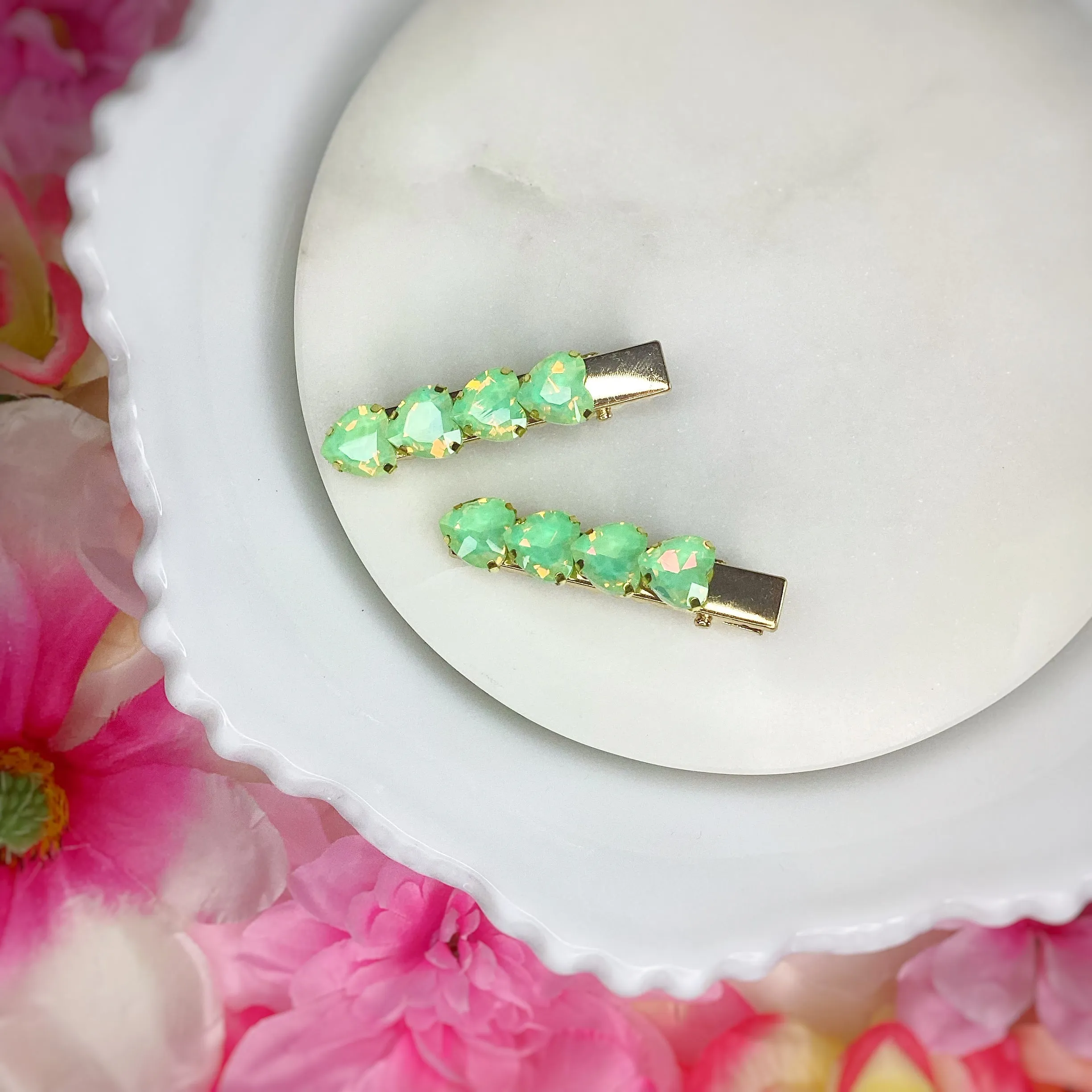 Iridescent Rhinestone Clip Pairs