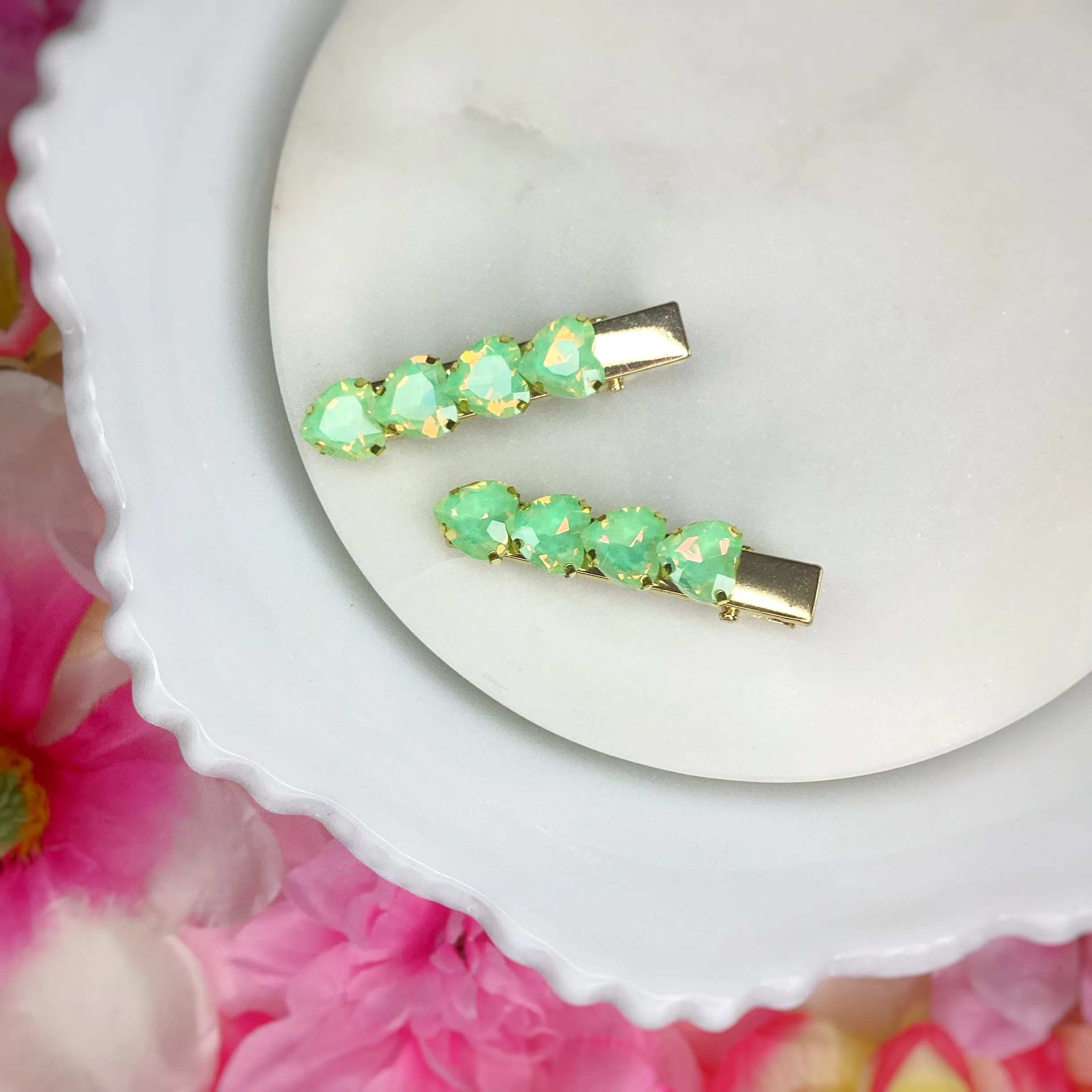 Iridescent Rhinestone Clip Pairs
