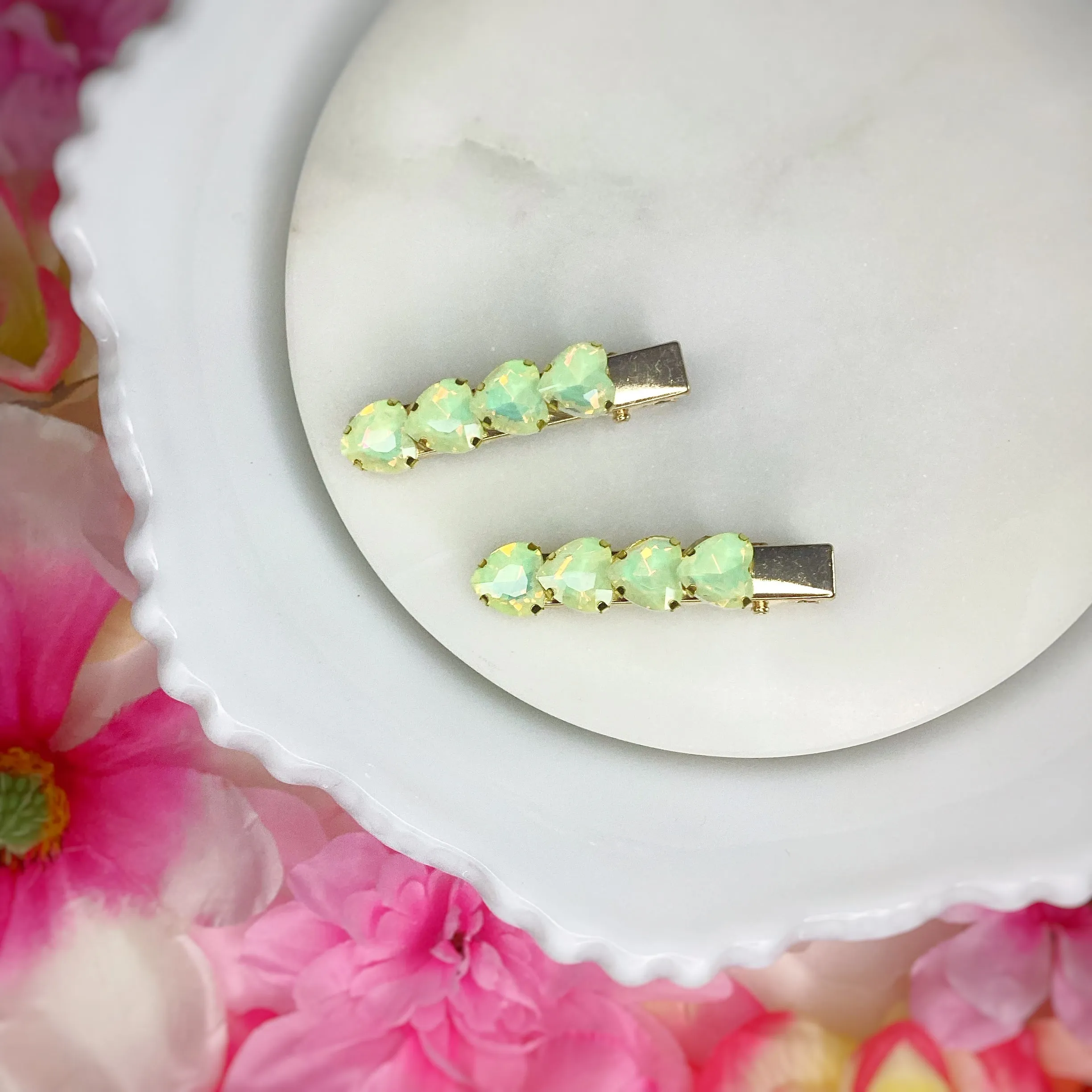 Iridescent Rhinestone Clip Pairs