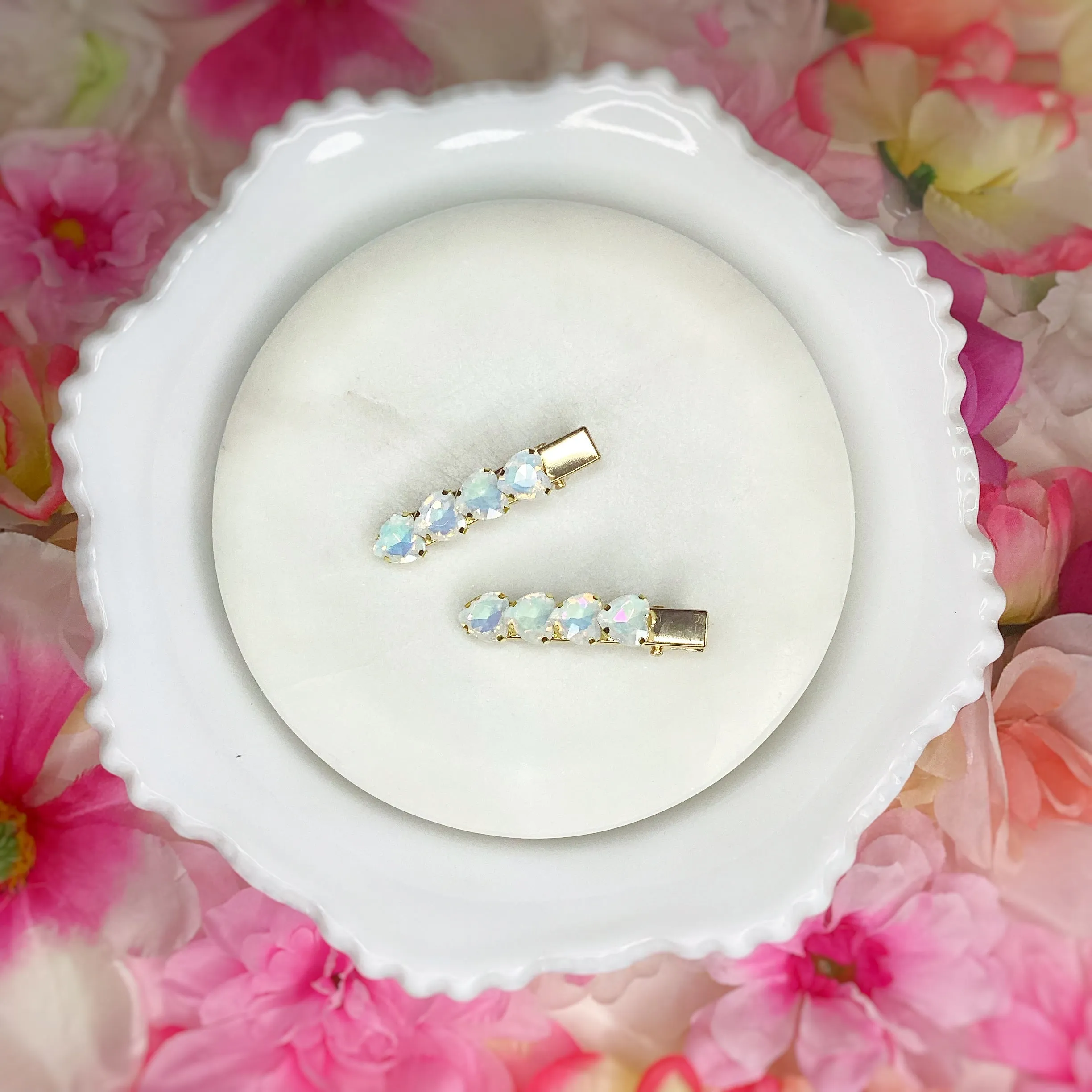 Iridescent Rhinestone Clip Pairs
